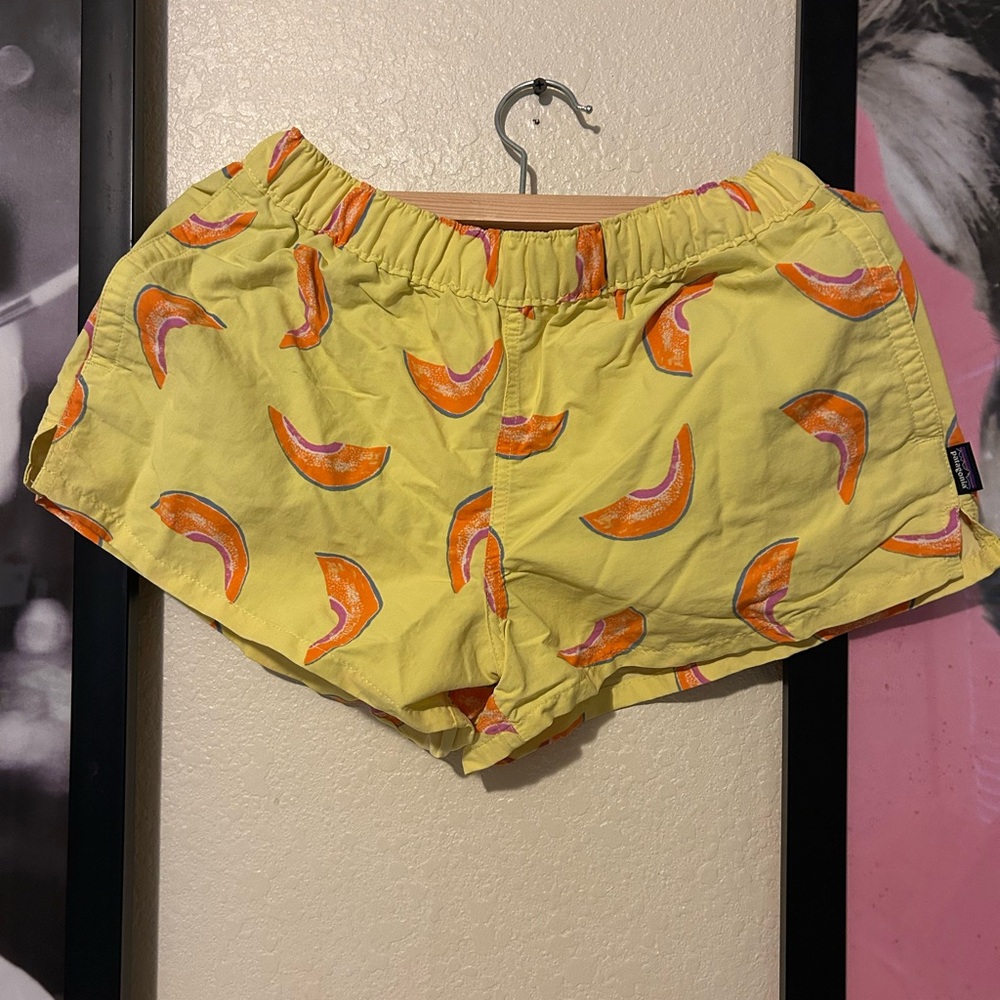 Patagonia Yellow Melon Print Women's Athletic Shorts
